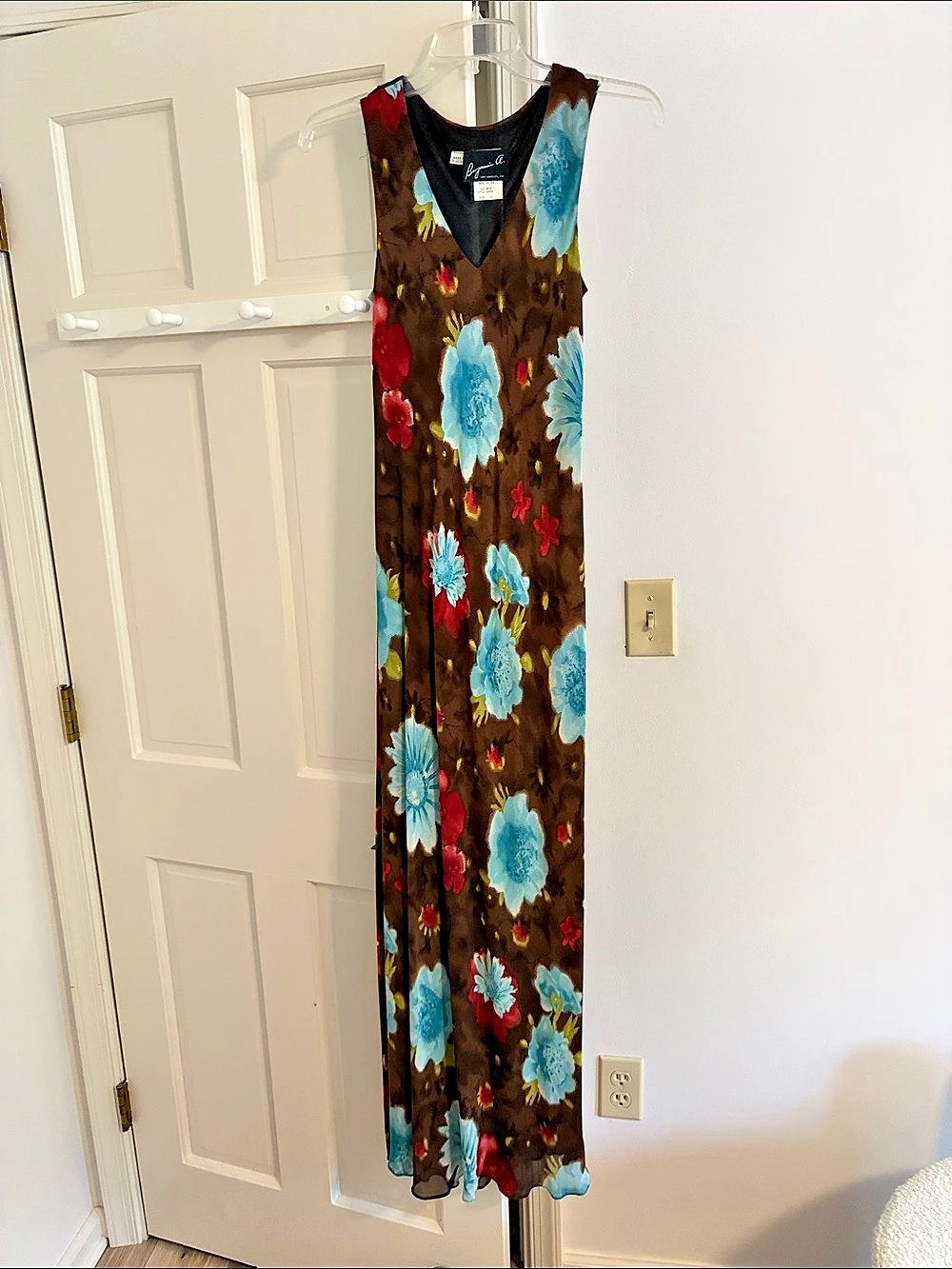 Lane Bryant Floral Maxi Dress Brown & Blue Like New